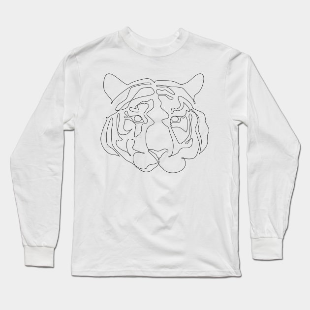 One Line Tiger Long Sleeve T-Shirt by huebucket